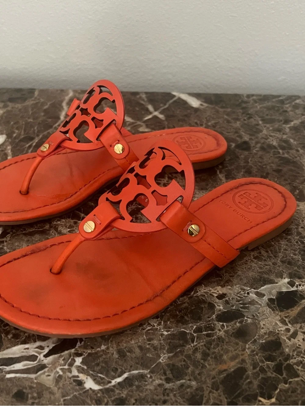 Tory Burch Orange Tiger Lilly Miller Flip Flop Sandals 6.5